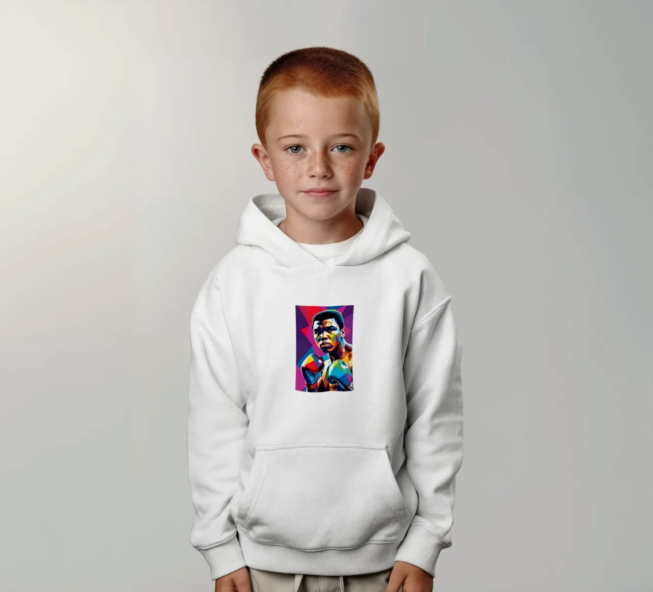 Muhammad Ali pop art al neon felpa bambino con cappuccio da BONANZA