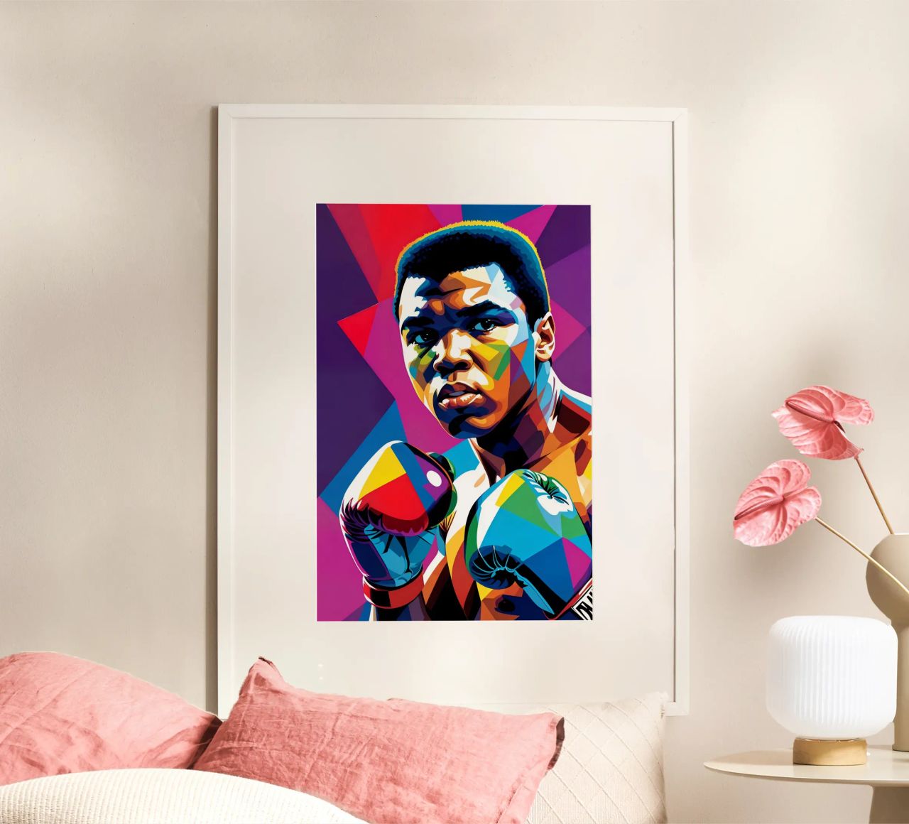 Muhammad Ali Pop-Art Neon Poster von BONANZA