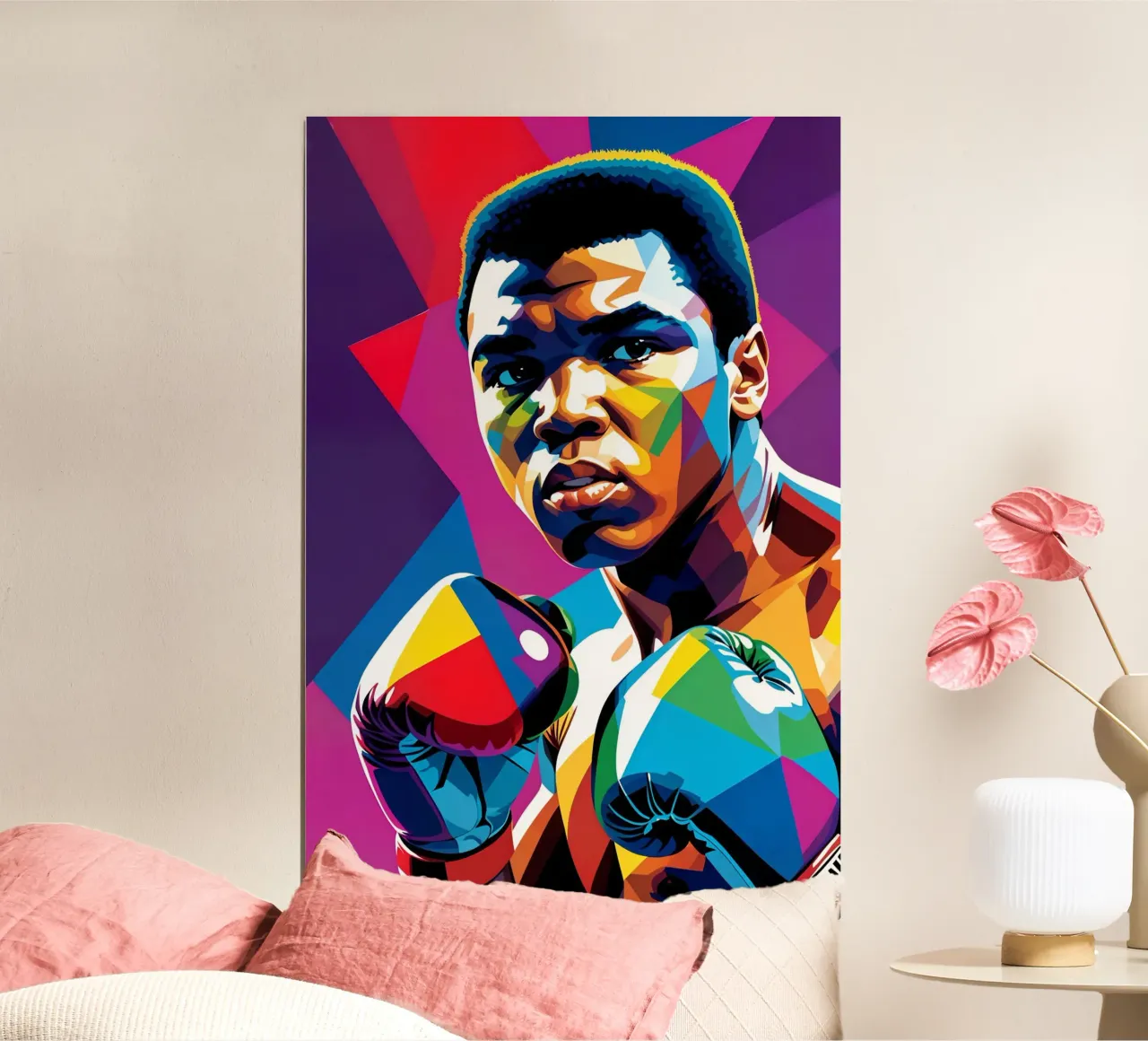 Muhammad Ali pop art al neon poster con telaio in plastica da BONANZA