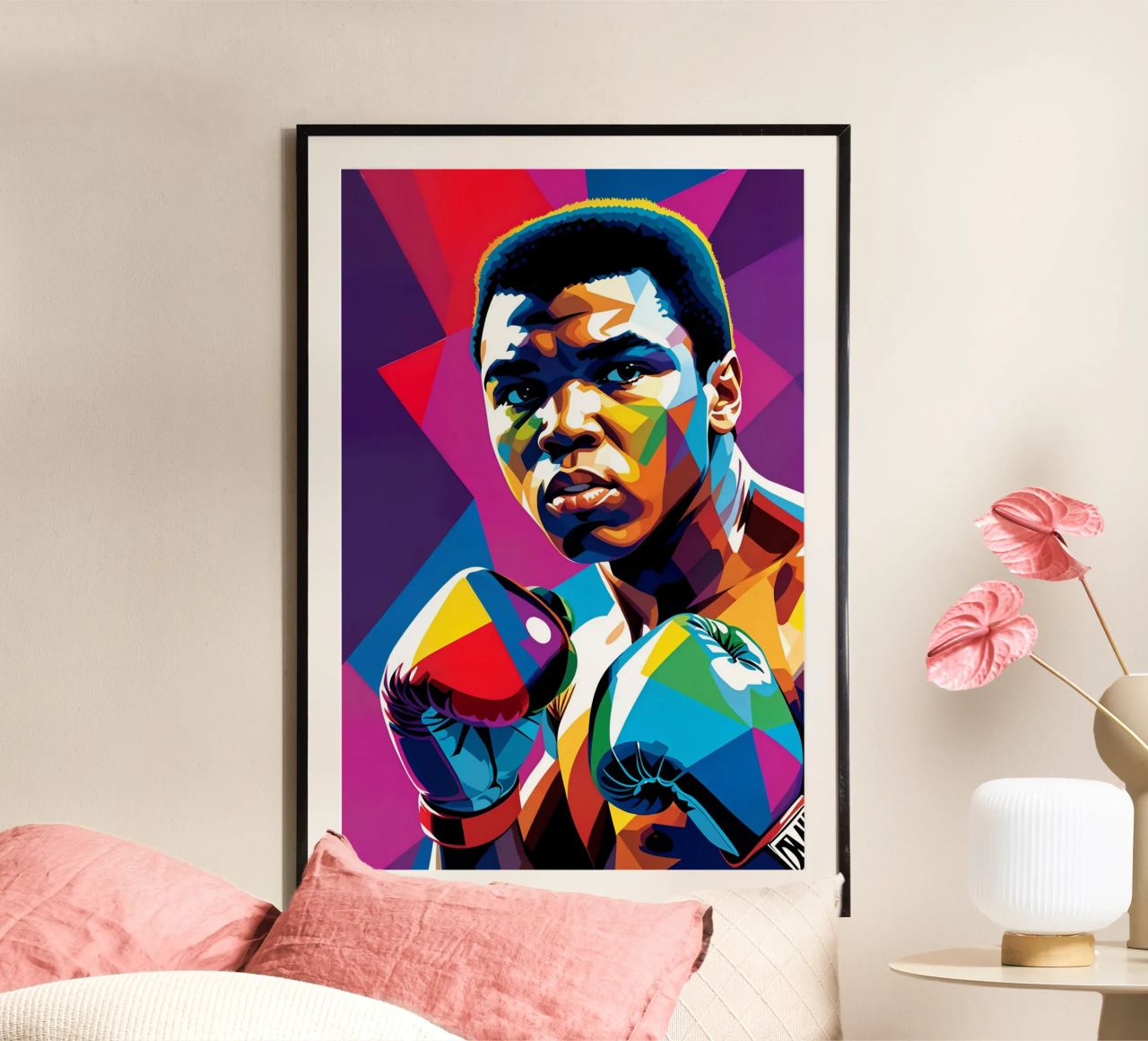Muhammad Ali Pop-Art Neon Poster von BONANZA