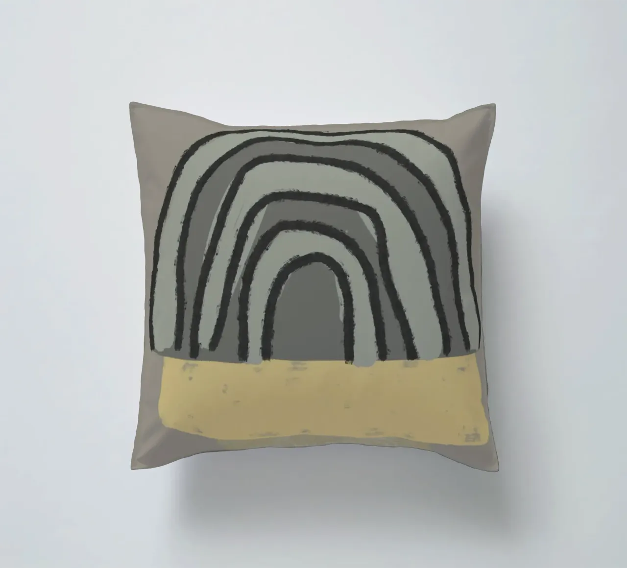 Organic and geometric shapes in green and yellow cuscino da Imaginative