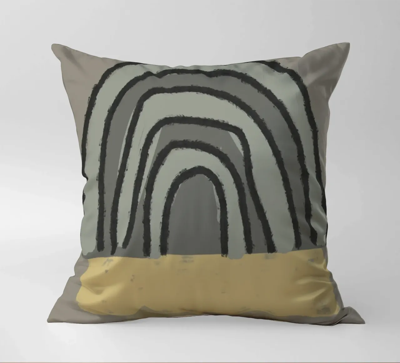 Organic and geometric shapes in green and yellow cuscino da Imaginative