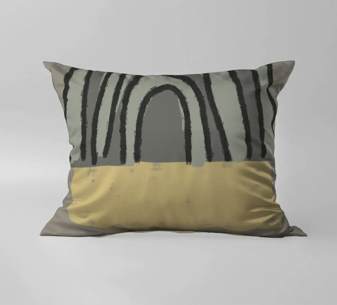 Organic and geometric shapes in green and yellow cuscino da Imaginative