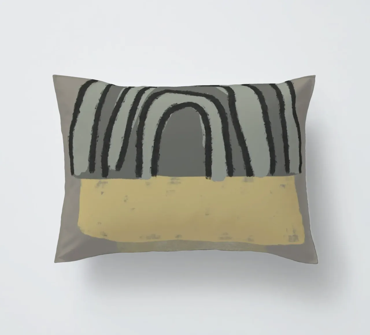 Organic and geometric shapes in green and yellow cuscino da Imaginative