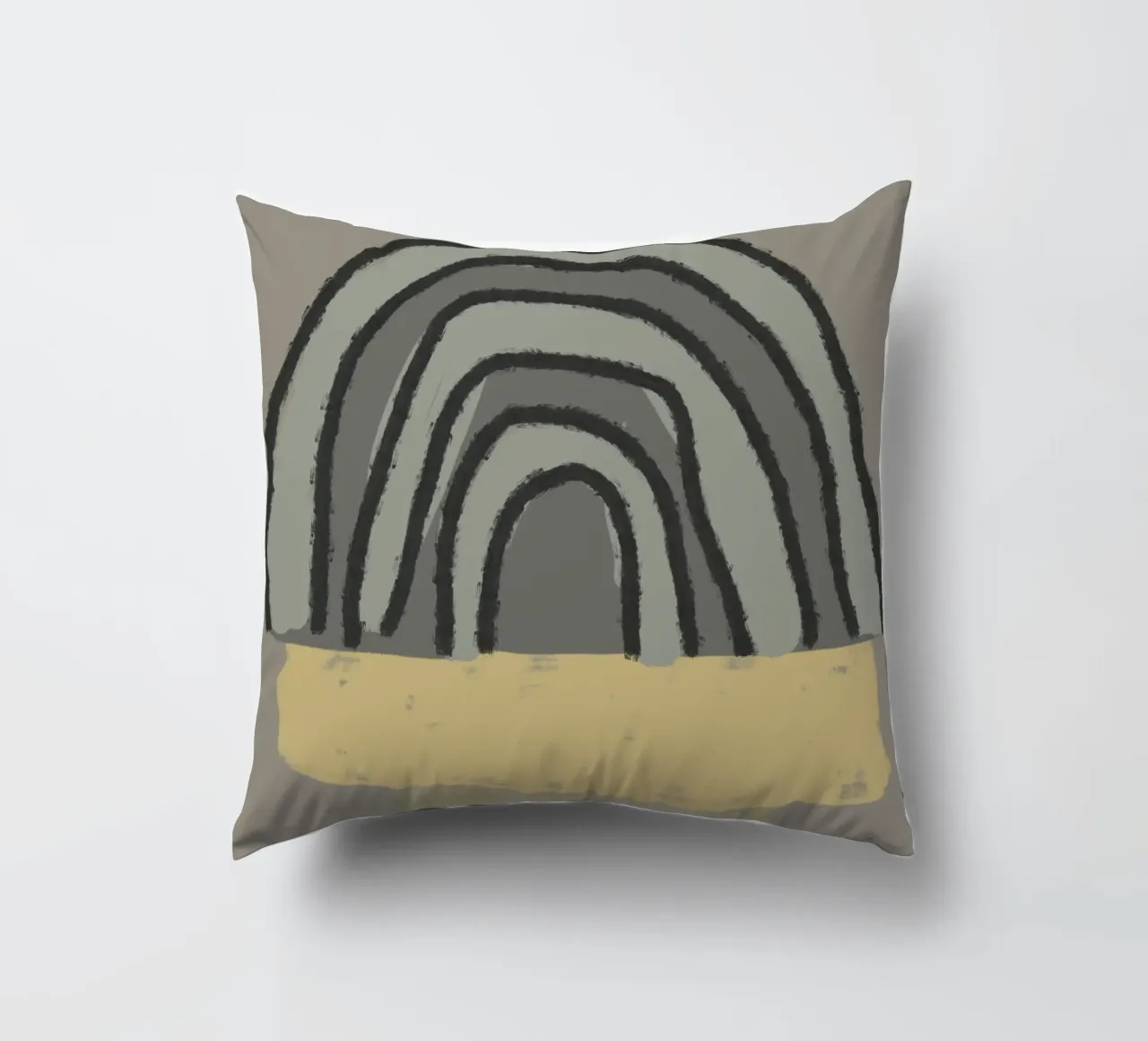 Organic and geometric shapes in green and yellow cuscino da Imaginative