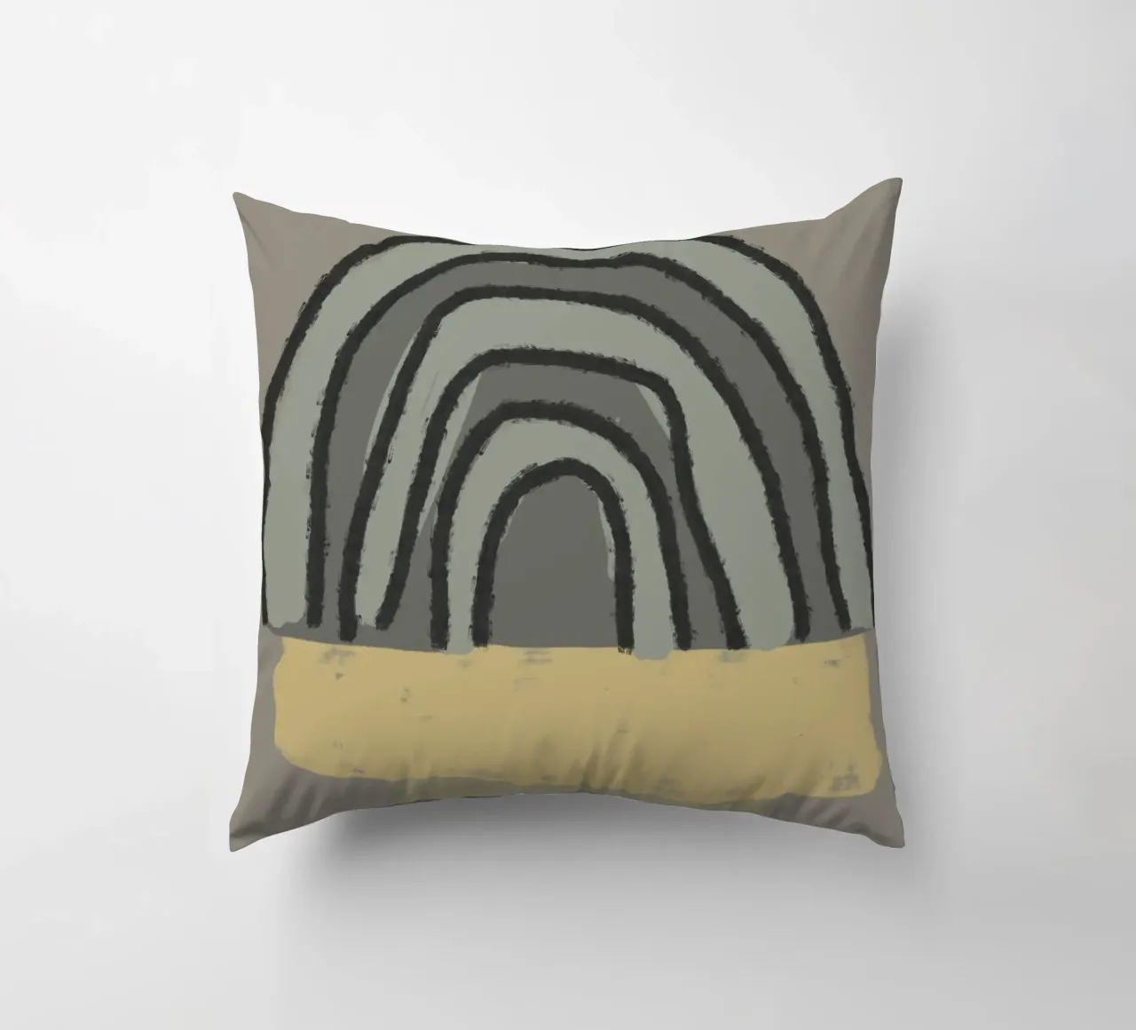 Organic and geometric shapes in green and yellow cuscino da Imaginative