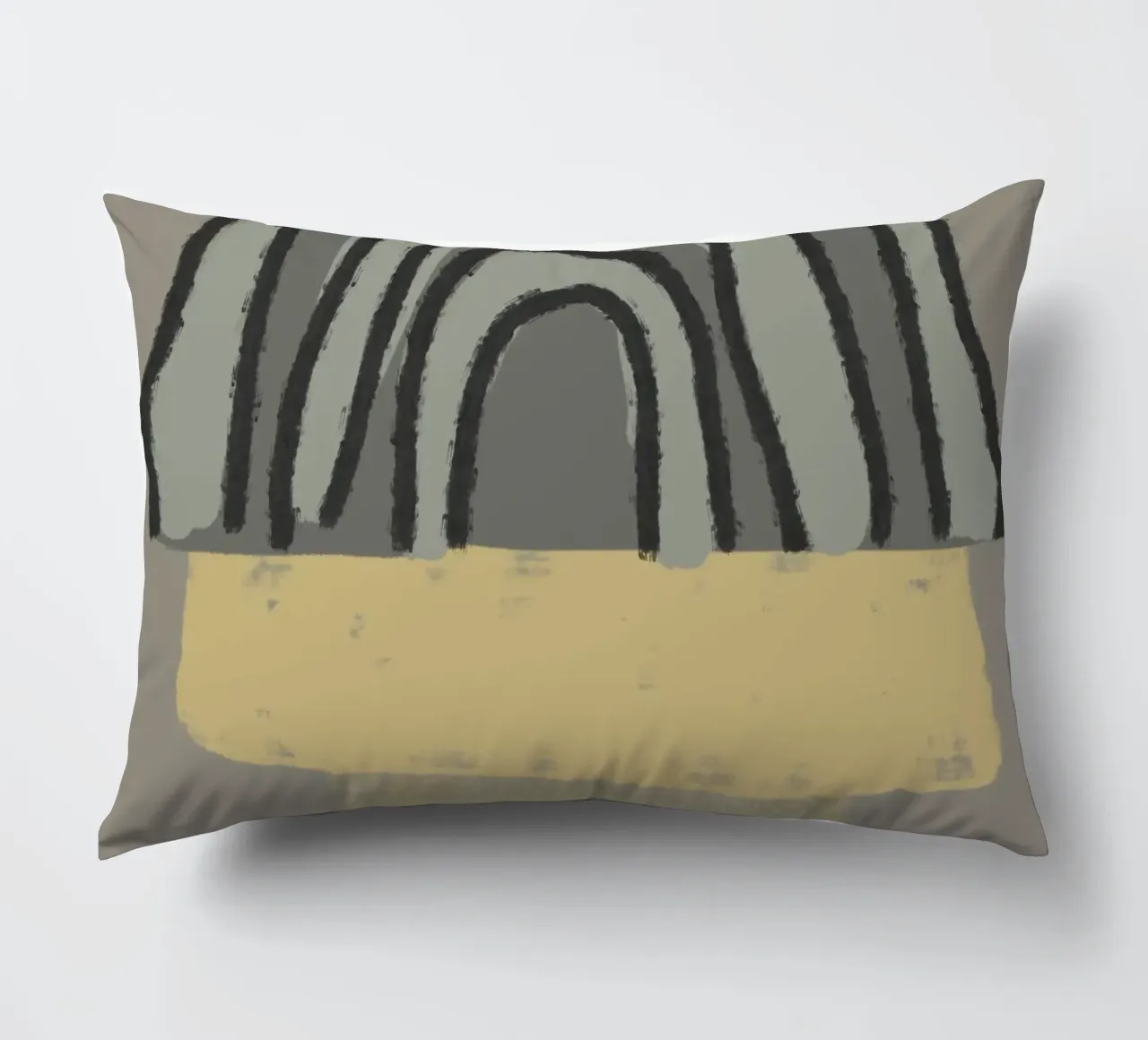 Organic and geometric shapes in green and yellow cuscino da Imaginative