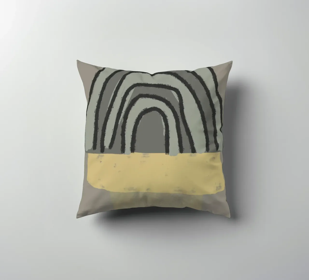 Organic and geometric shapes in green and yellow cuscino da Imaginative