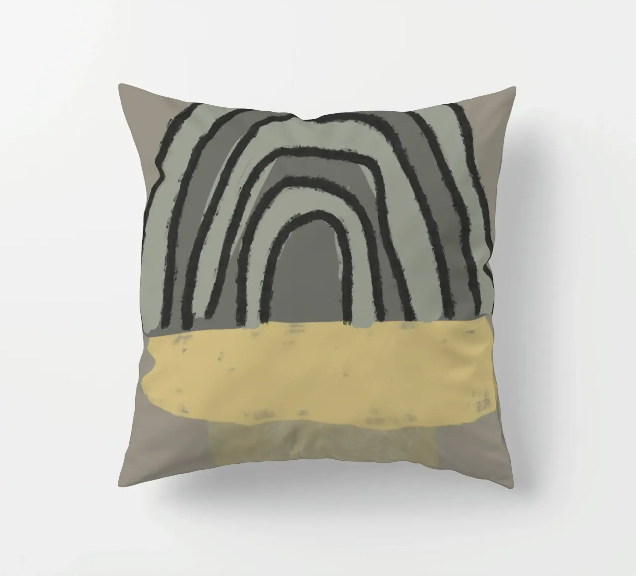 Organic and geometric shapes in green and yellow cuscino da Imaginative