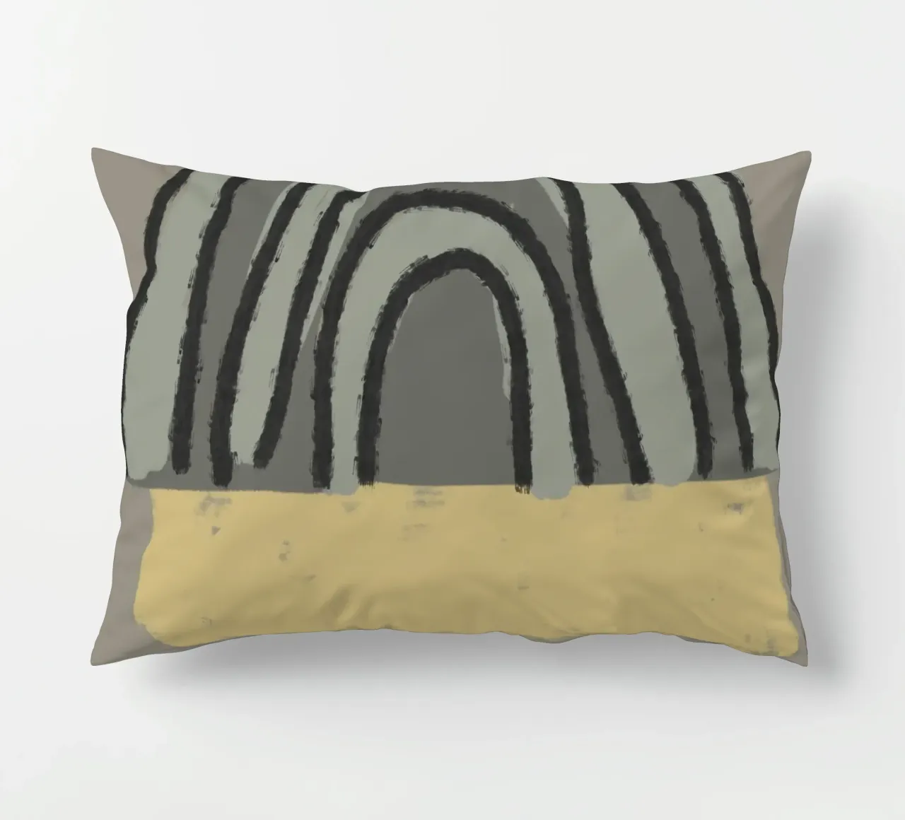 Organic and geometric shapes in green and yellow cuscino da Imaginative