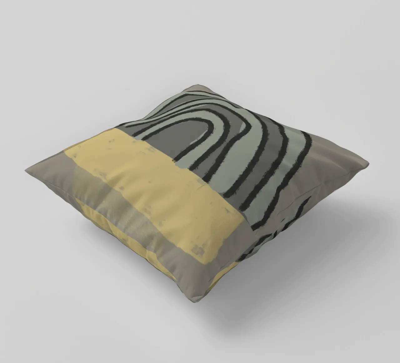 Organic and geometric shapes in green and yellow cuscino da Imaginative