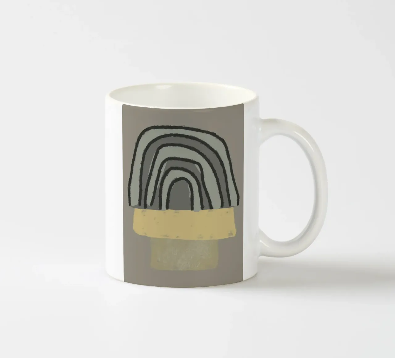 Organic and geometric shapes in green and yellow tazza in ceramica da Imaginative