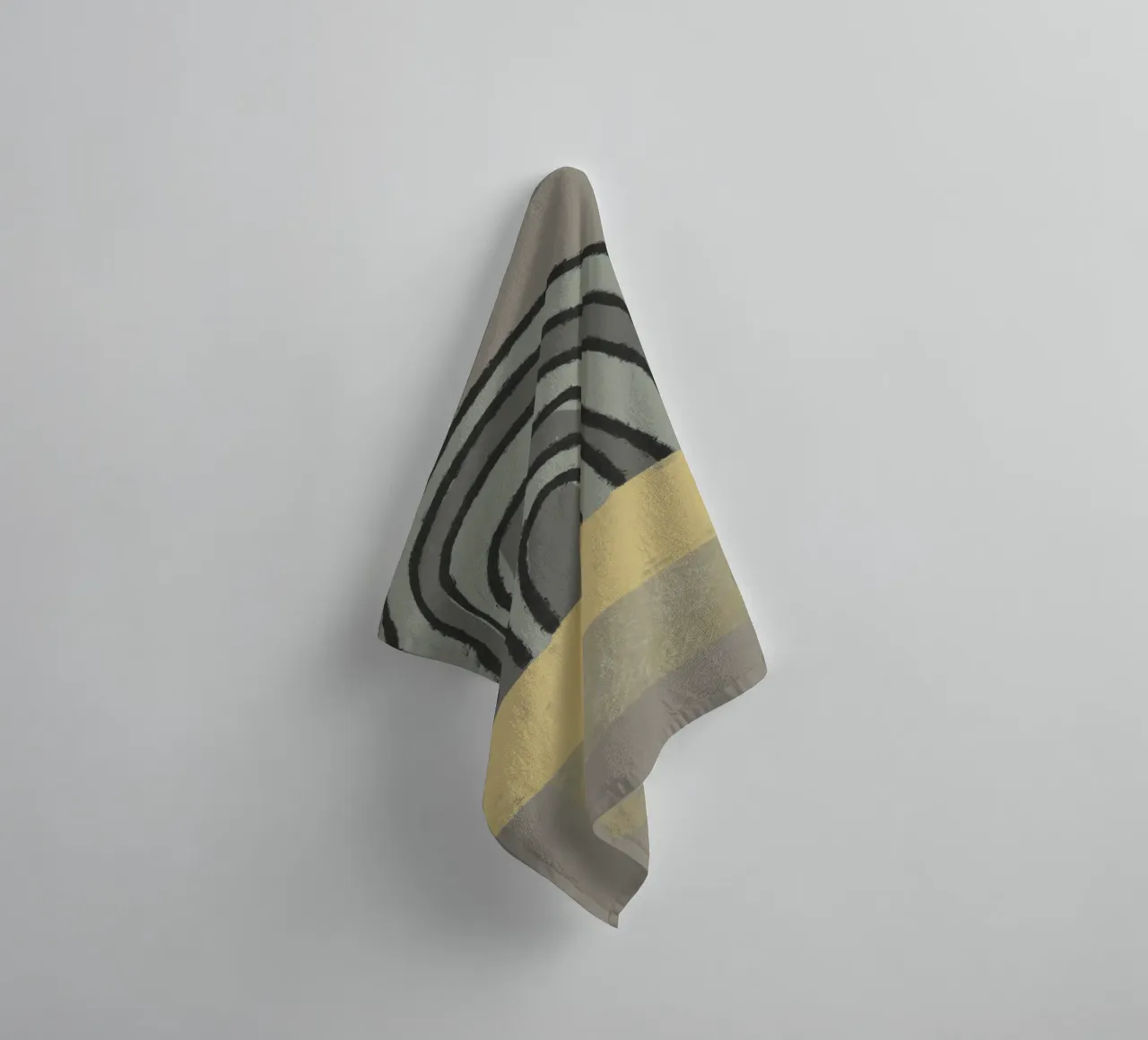 Organic and geometric shapes in green and yellow asciugamano da bagno da Imaginative