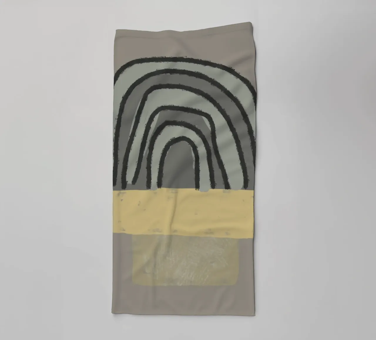 Organic and geometric shapes in green and yellow asciugamano da bagno da Imaginative
