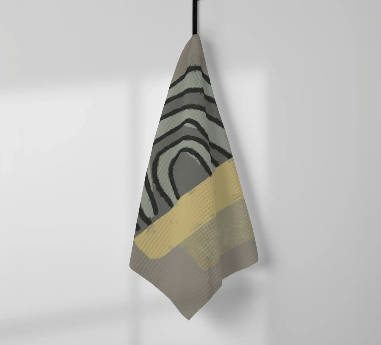 Organic and geometric shapes in green and yellow canovaccio da cucina da Imaginative