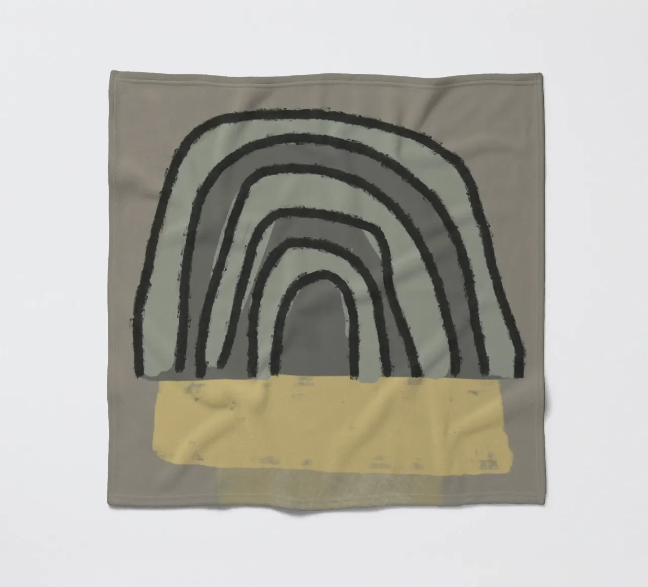 Organic and geometric shapes in green and yellow coperta in pile da Imaginative