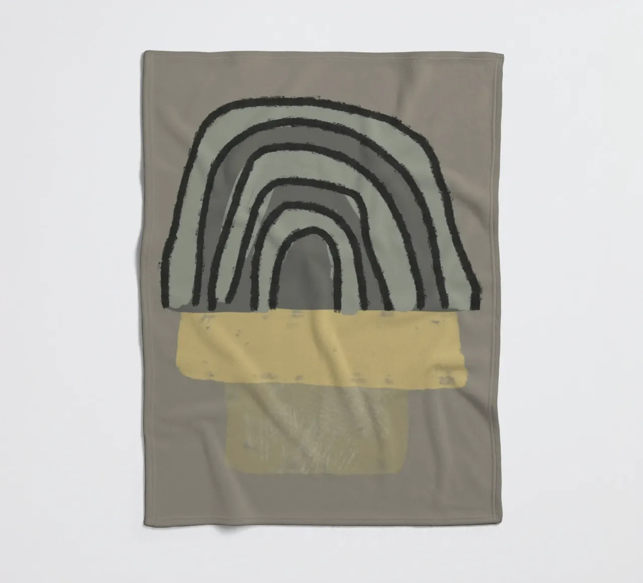 Organic and geometric shapes in green and yellow coperta in pile da Imaginative