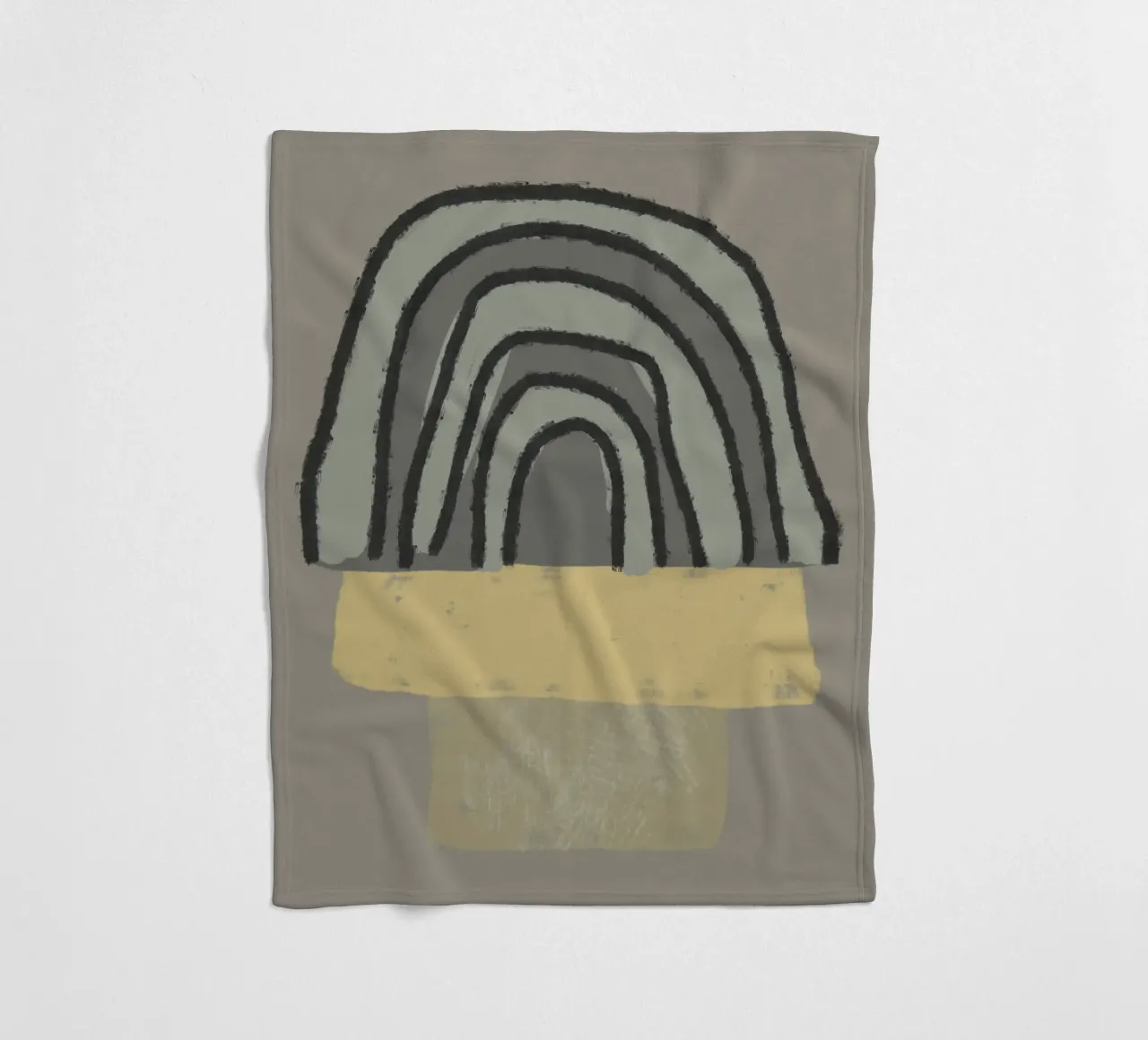 Organic and geometric shapes in green and yellow coperta in pile da Imaginative