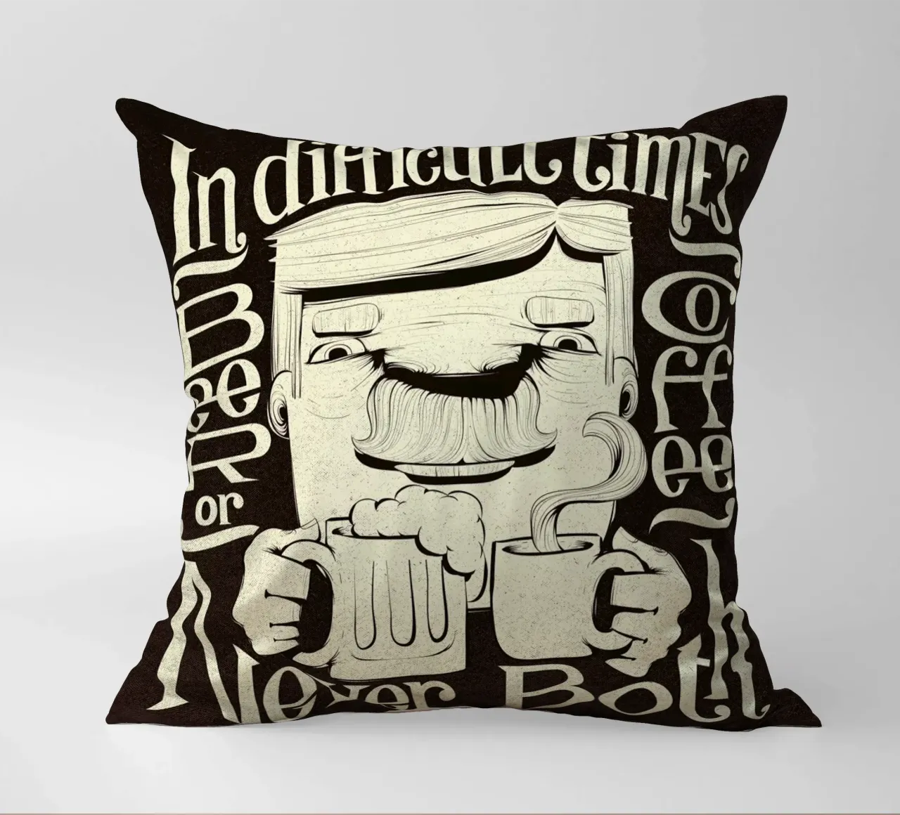 BEER OR COFFEE decorative cushion by Caio Beltrão