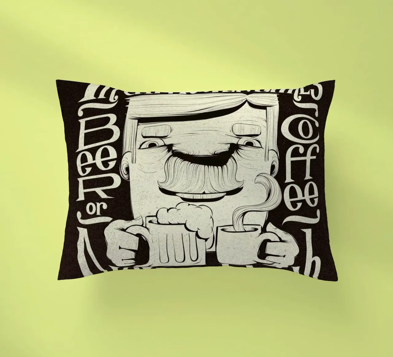 BEER OR COFFEE decorative cushion by Caio Beltrão