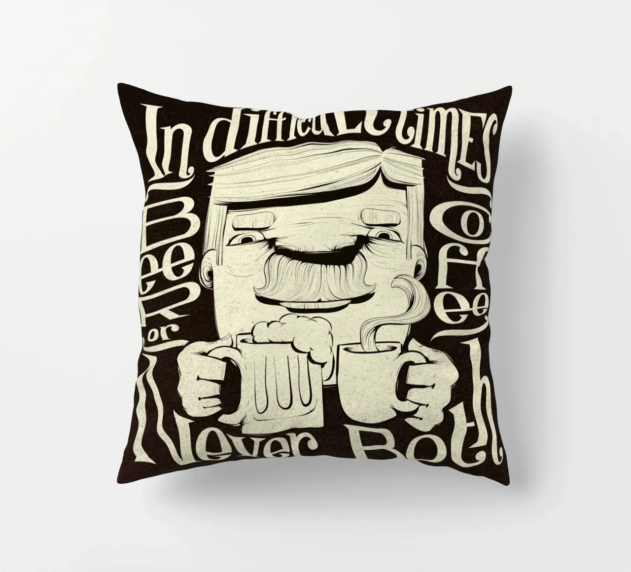 BEER OR COFFEE decorative cushion by Caio Beltrão