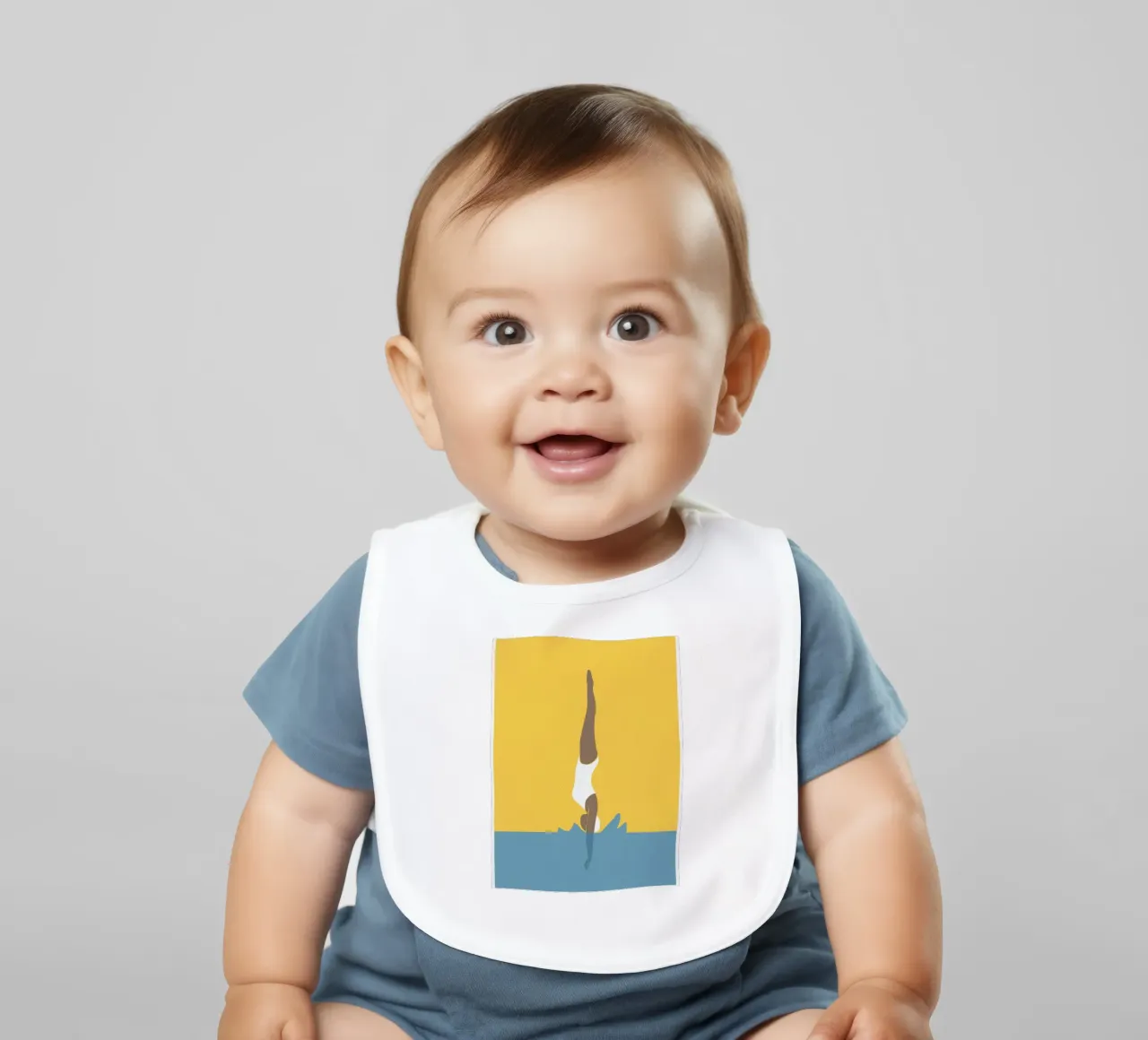 Diving girl baby bib by maryde shop