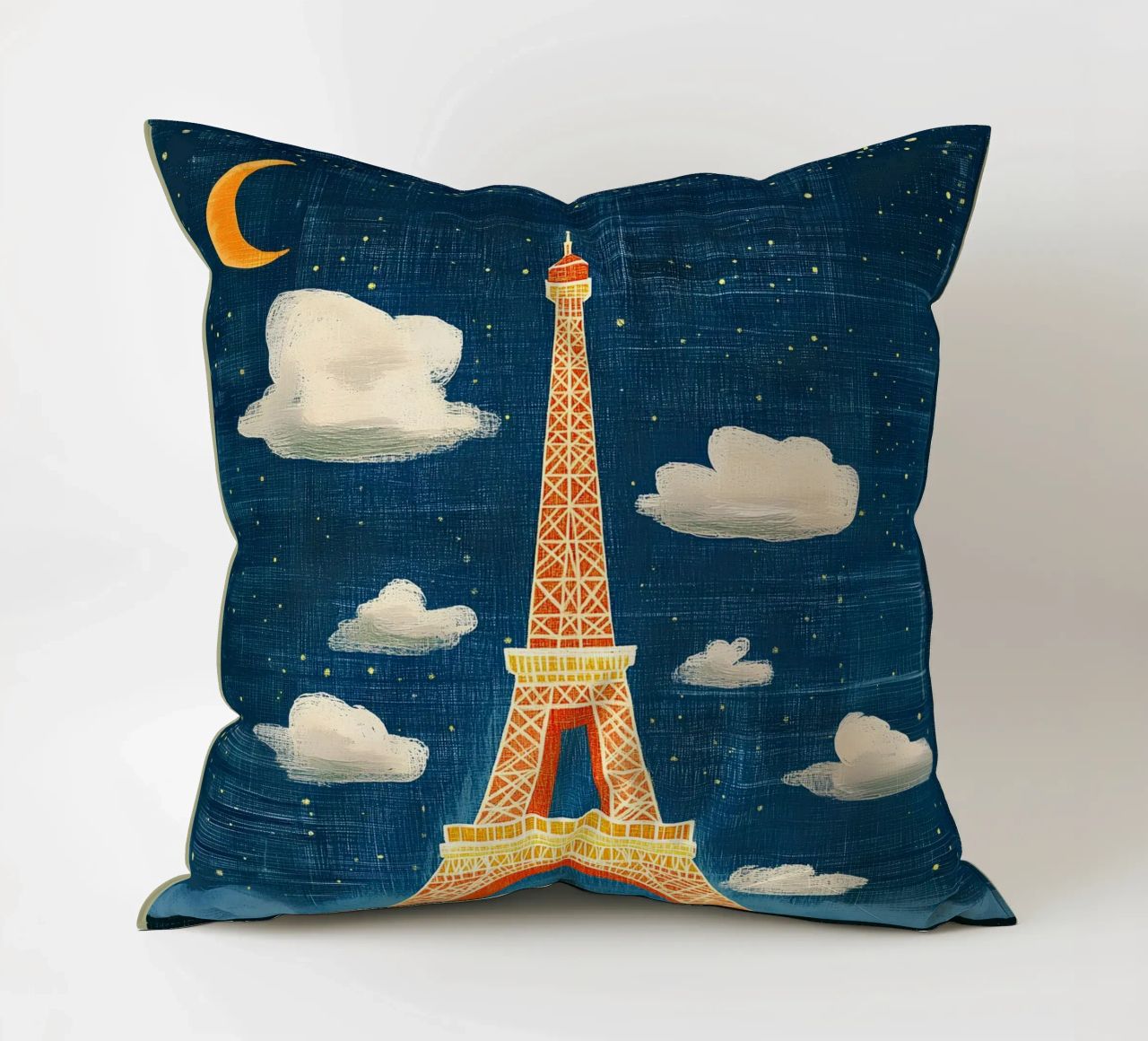 Torre Eiffel di notte cuscino da Curious Canvas