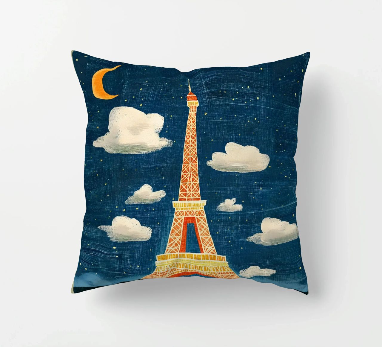 Torre Eiffel di notte cuscino da Curious Canvas