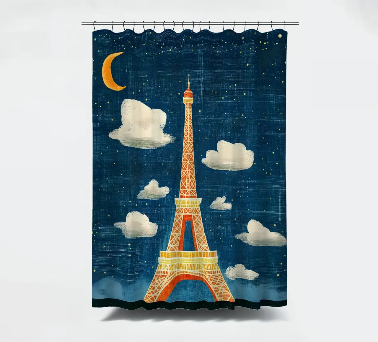 Torre Eiffel di notte tenda da doccia da Curious Canvas
