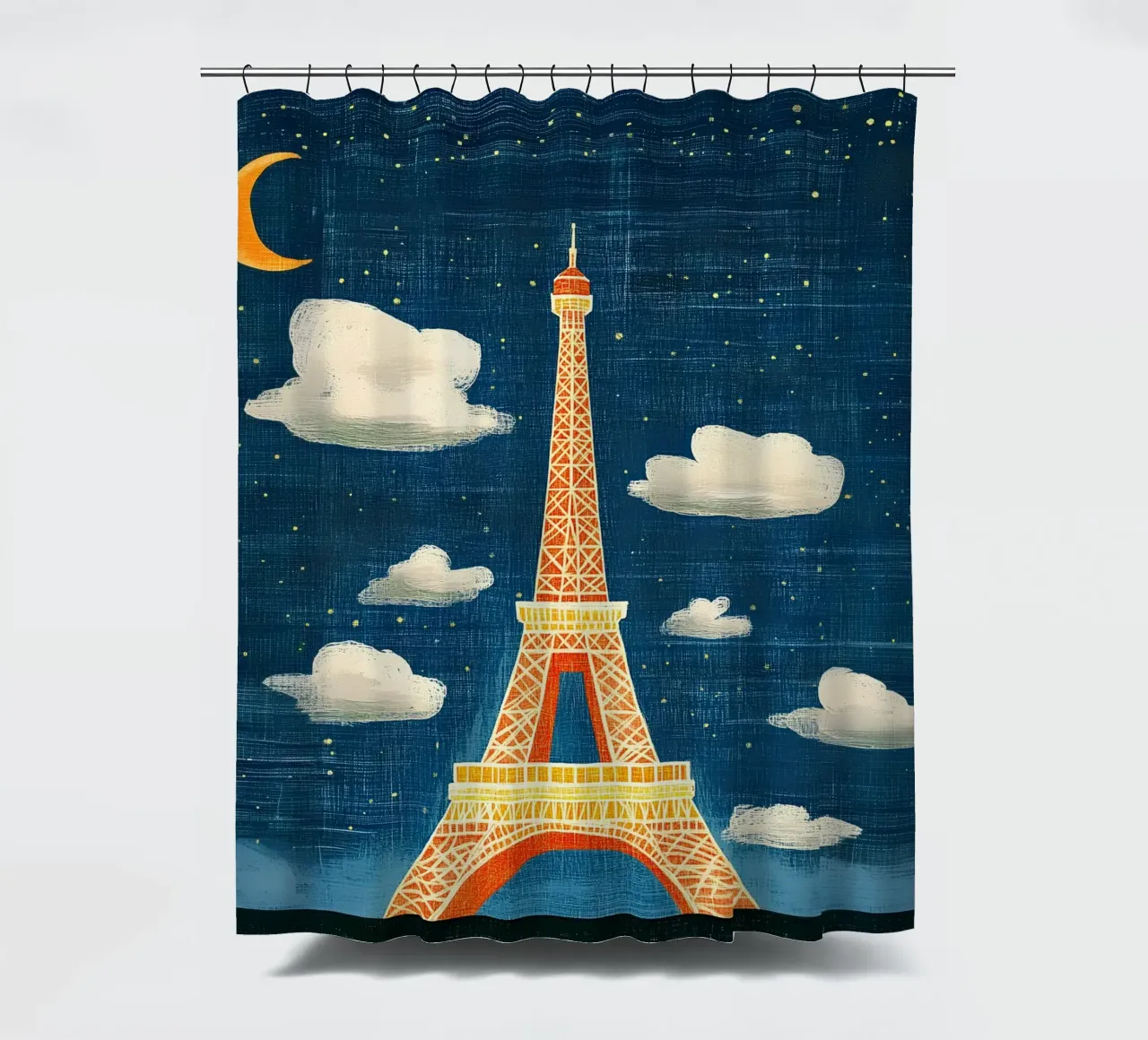 Torre Eiffel di notte tenda da doccia da Curious Canvas