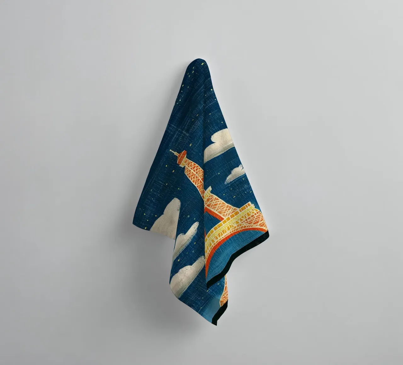 Eiffel Tower at night towel by Curious Canvas