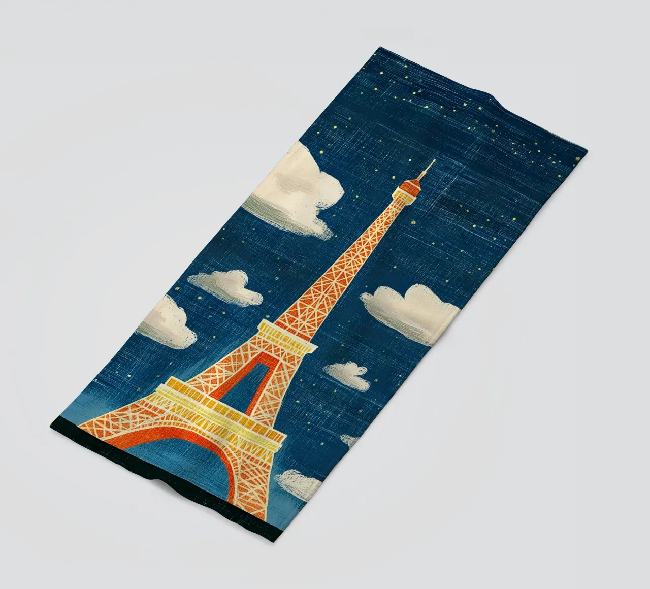 Torre Eiffel di notte telo mare da Curious Canvas