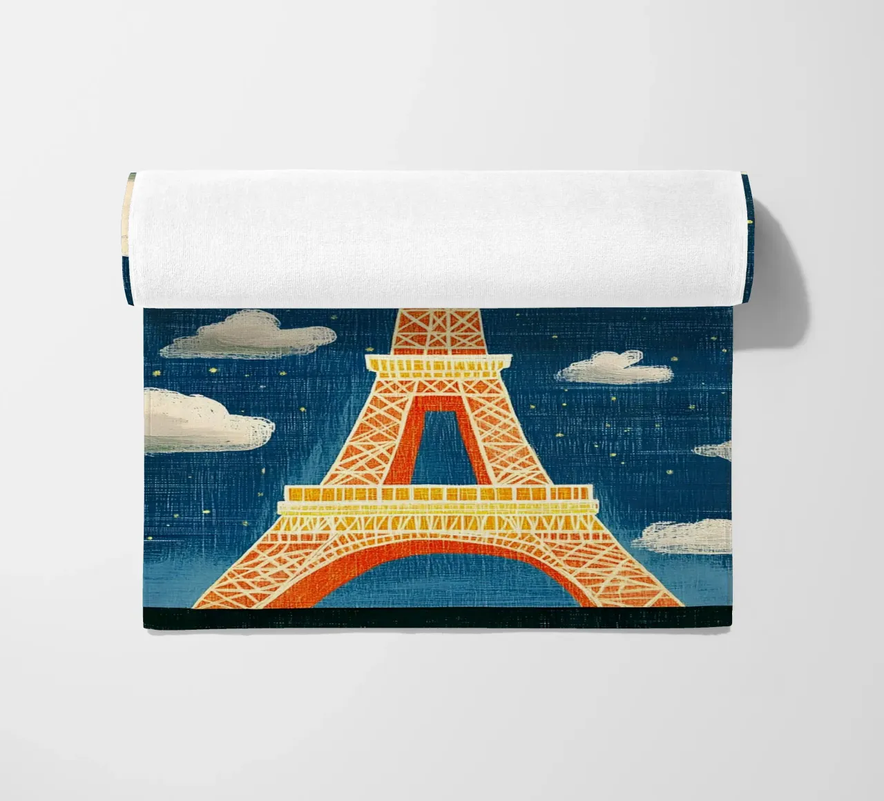 Torre Eiffel di notte telo mare da Curious Canvas