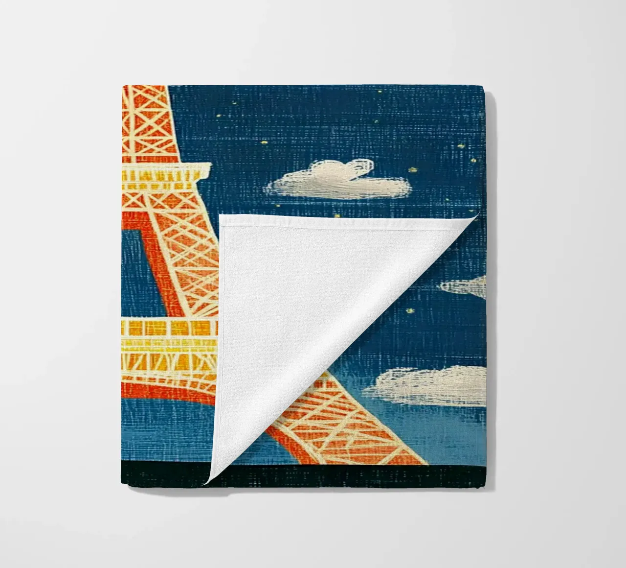 Torre Eiffel di notte telo mare da Curious Canvas