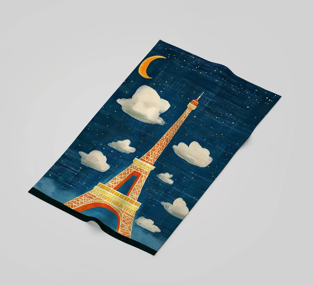 Torre Eiffel di notte telo mare da Curious Canvas