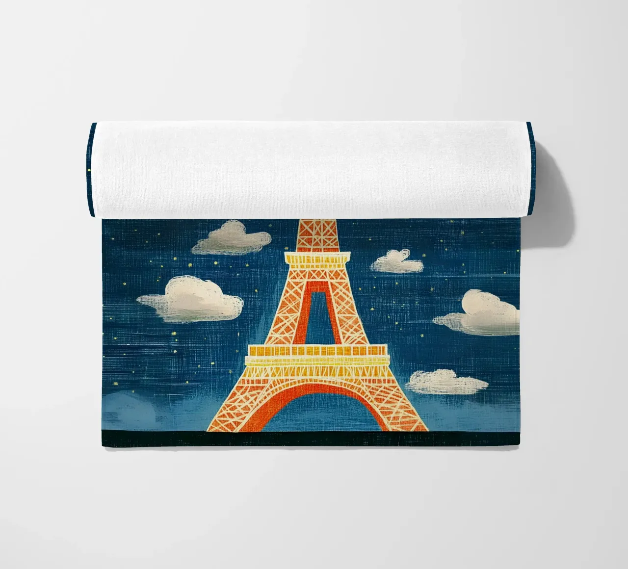 Torre Eiffel di notte telo mare da Curious Canvas