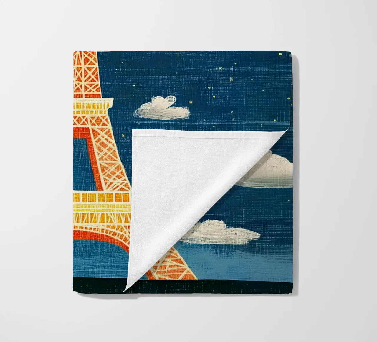 Torre Eiffel di notte telo mare da Curious Canvas