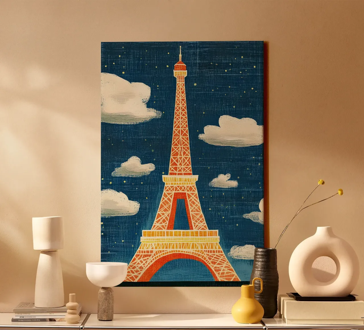 Torre Eiffel de noche lienzo de Curious Canvas