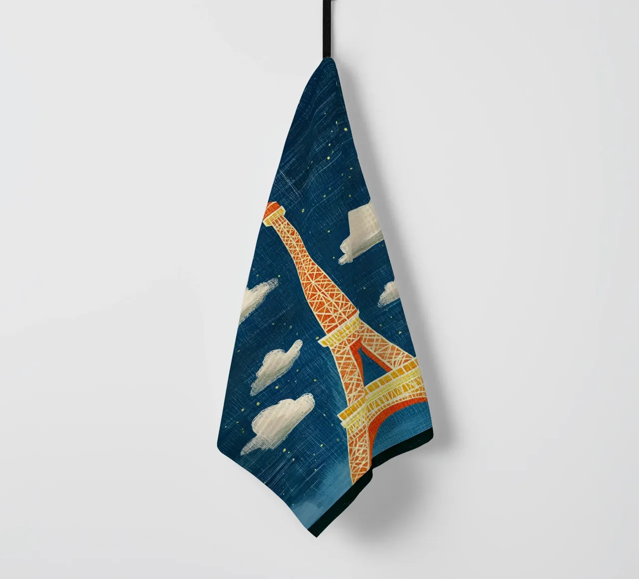 Eiffel Tower at night tea towel by Curious Canvas