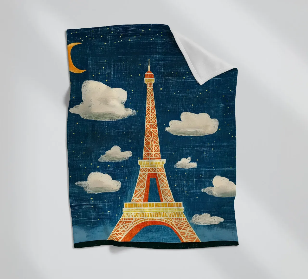 Torre Eiffel di notte coperta in pile da Curious Canvas