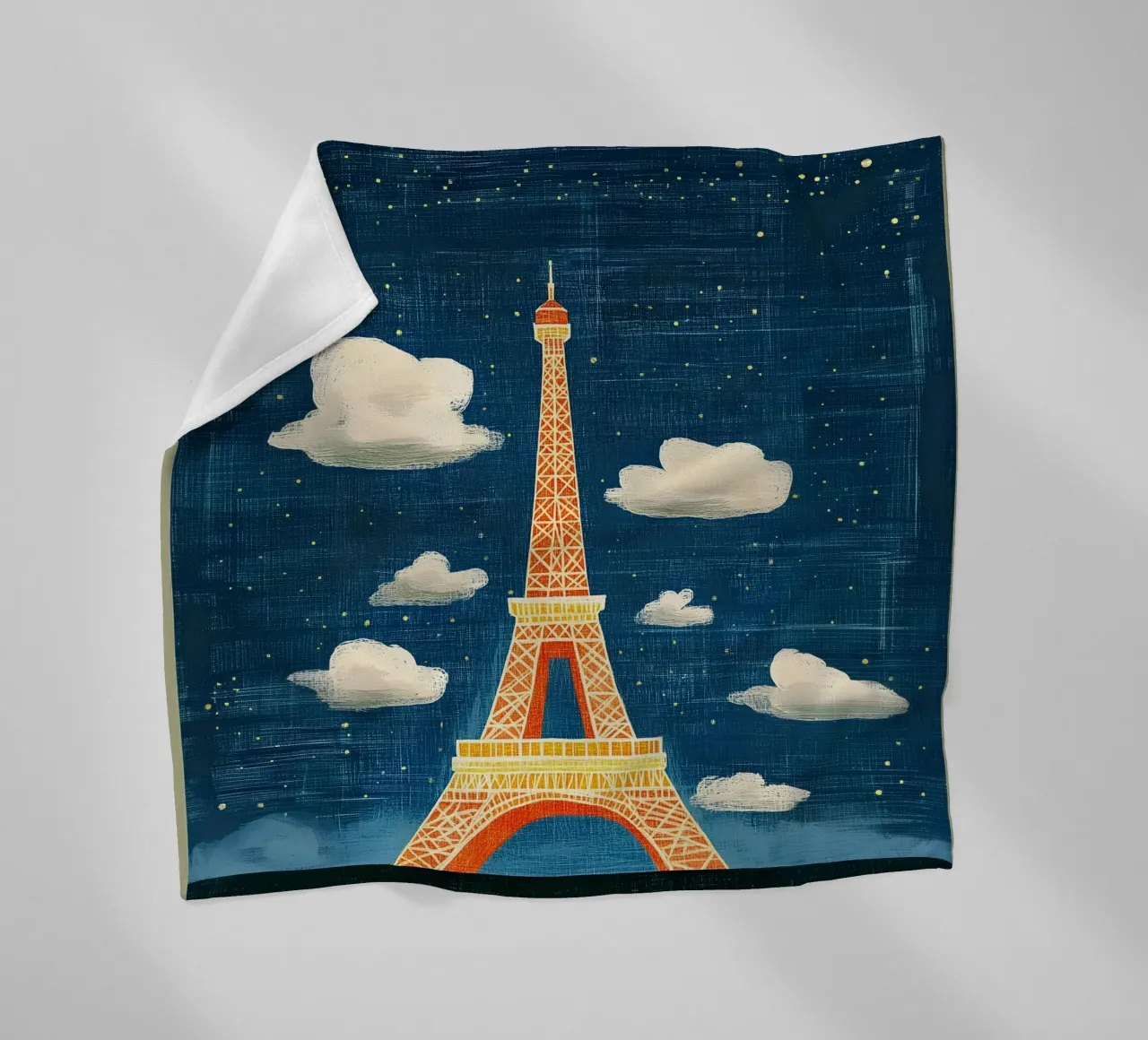 Torre Eiffel di notte coperta in pile da Curious Canvas