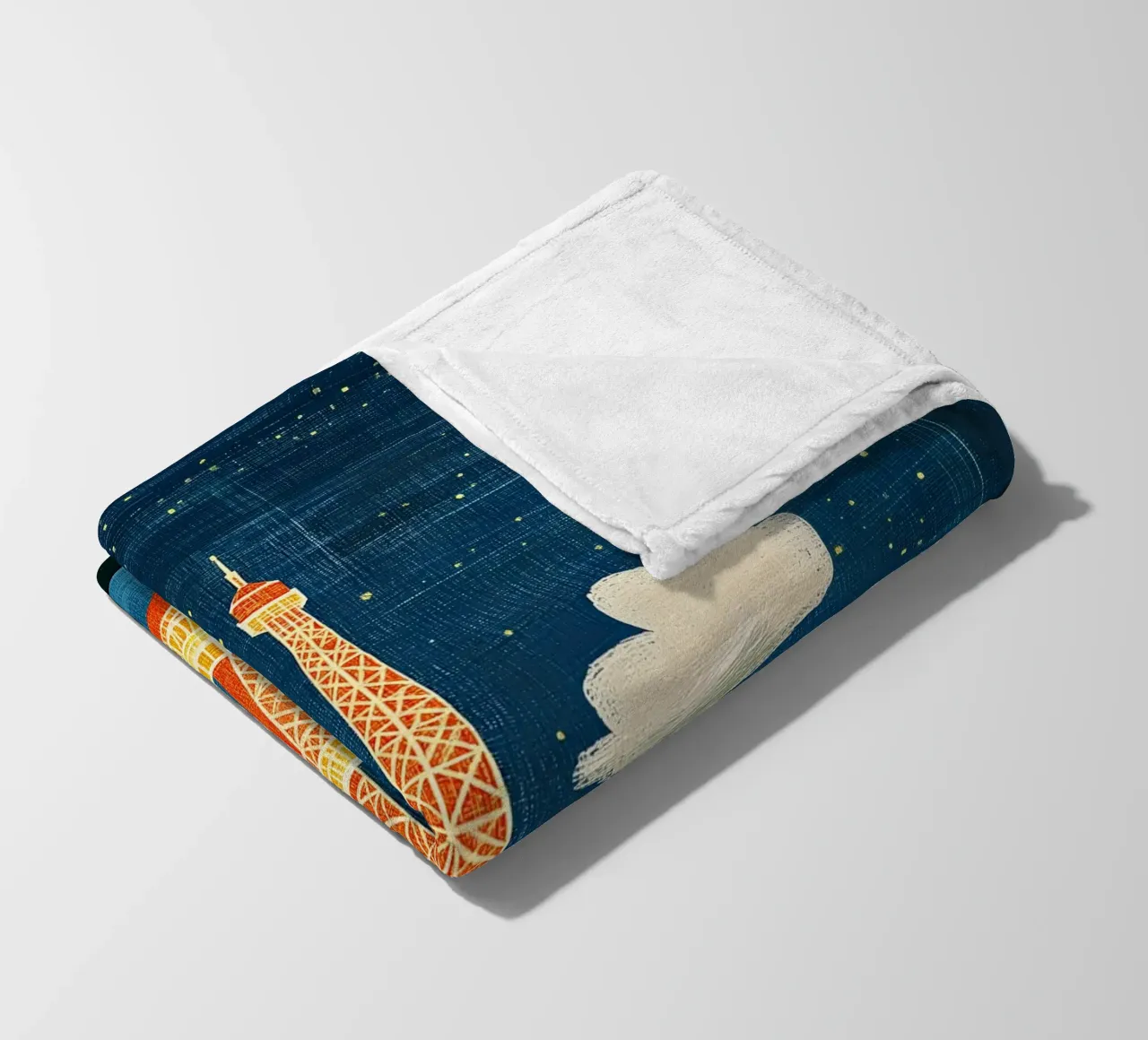 Eiffel Tower at night fleece blanket by Curious Canvas
