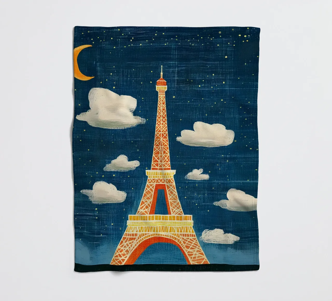 Eiffel Tower at night fleece blanket by Curious Canvas