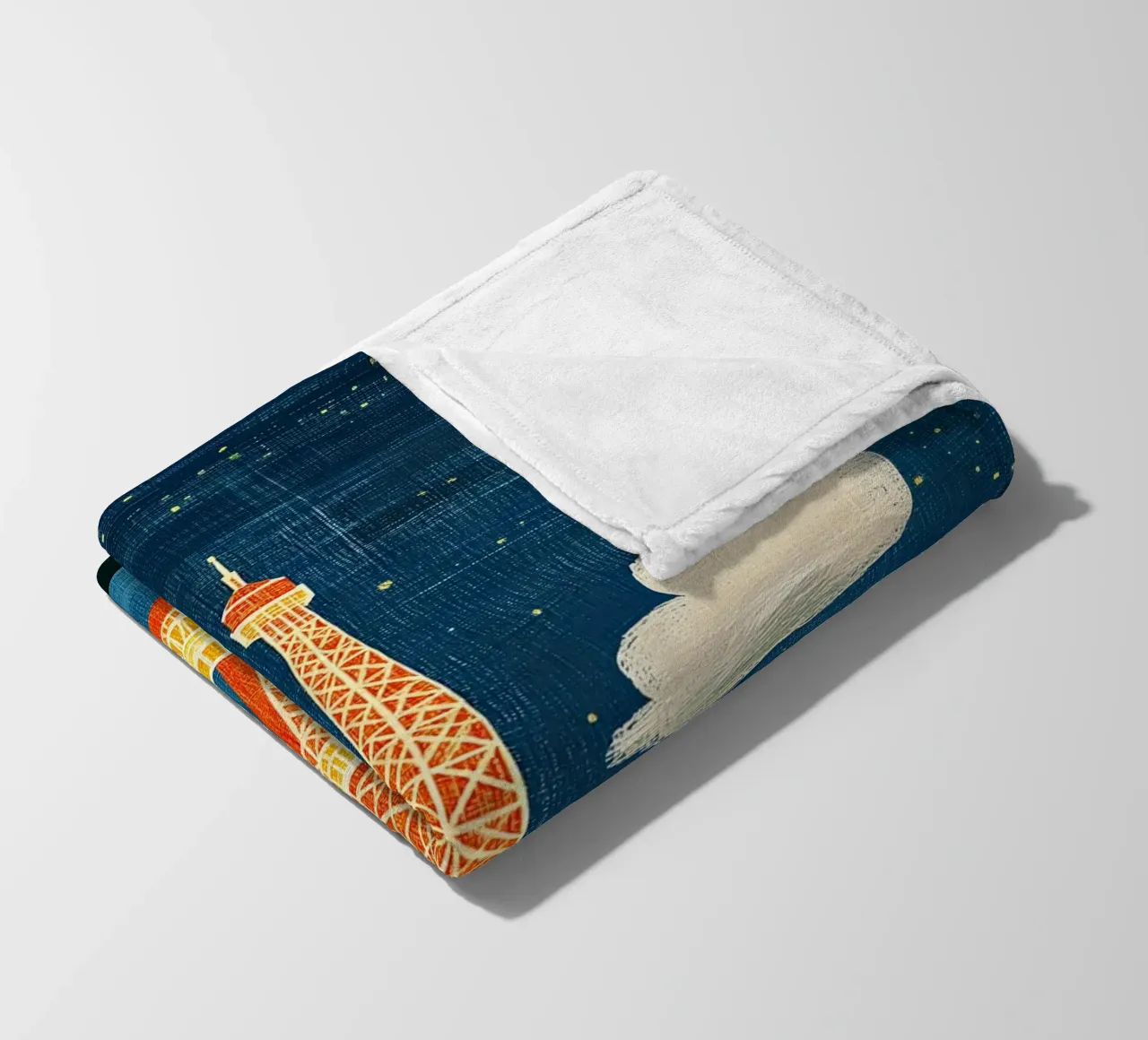 Eiffel Tower at night fleece blanket by Curious Canvas