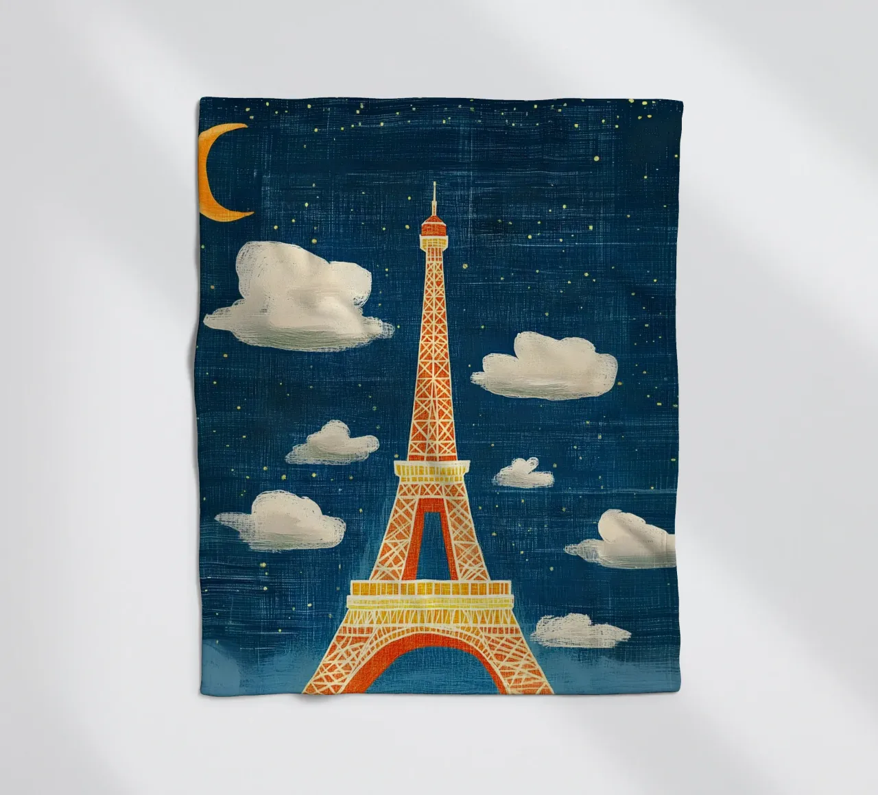 Torre Eiffel di notte coperta in pile da Curious Canvas