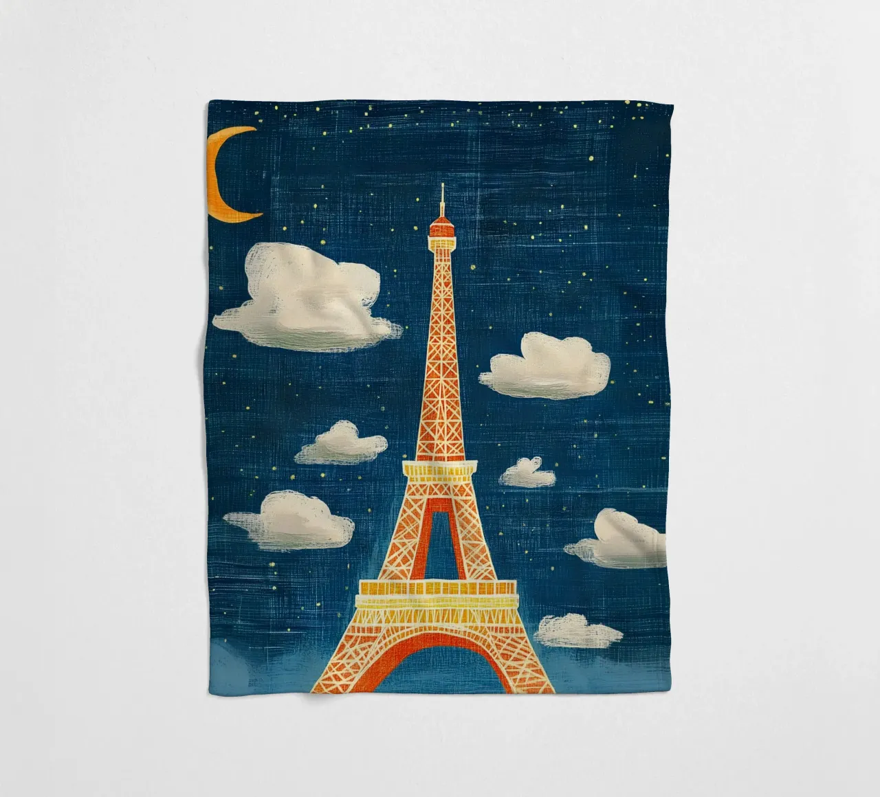 Torre Eiffel di notte coperta in pile da Curious Canvas