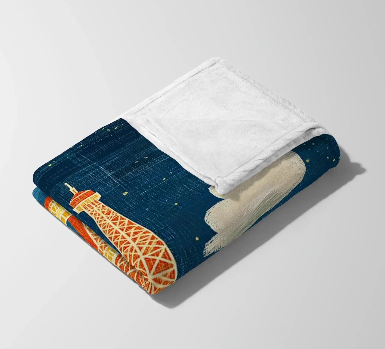 Eiffel Tower at night fleece blanket by Curious Canvas