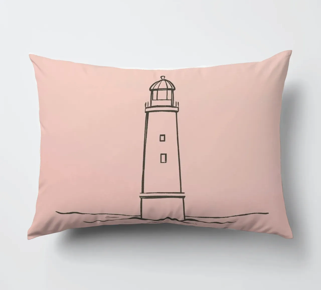 Lighthouse standing tall in calm waters at dusk decorative cushion by DesignDoodle