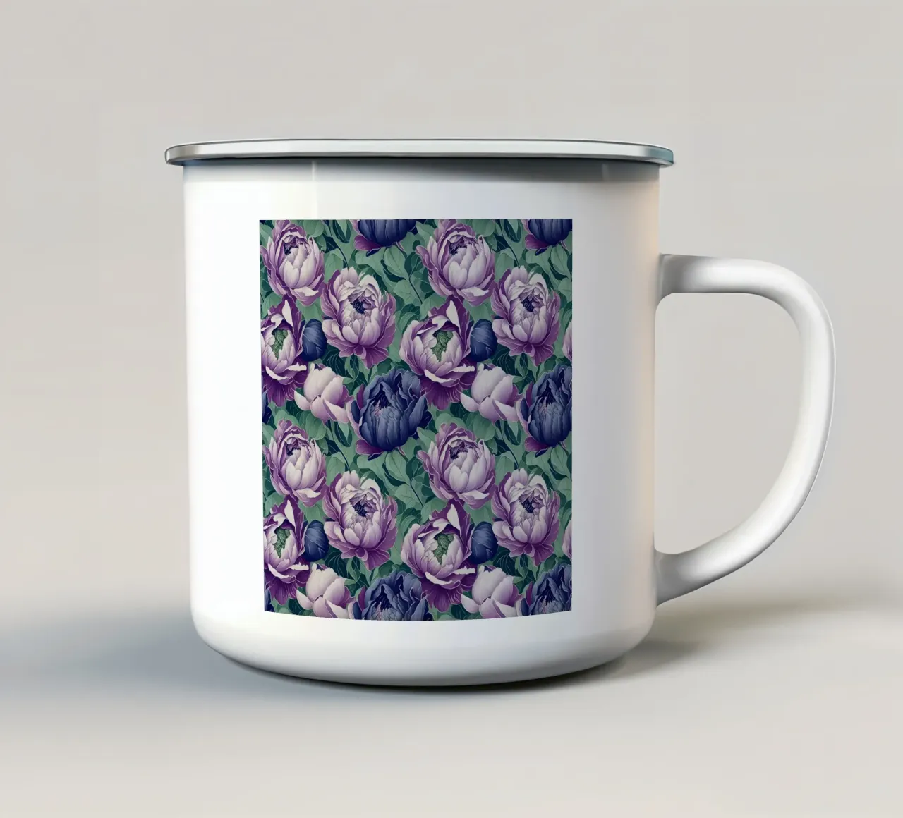 Peonie antiche tazza in smalto da Nina May Design Studio