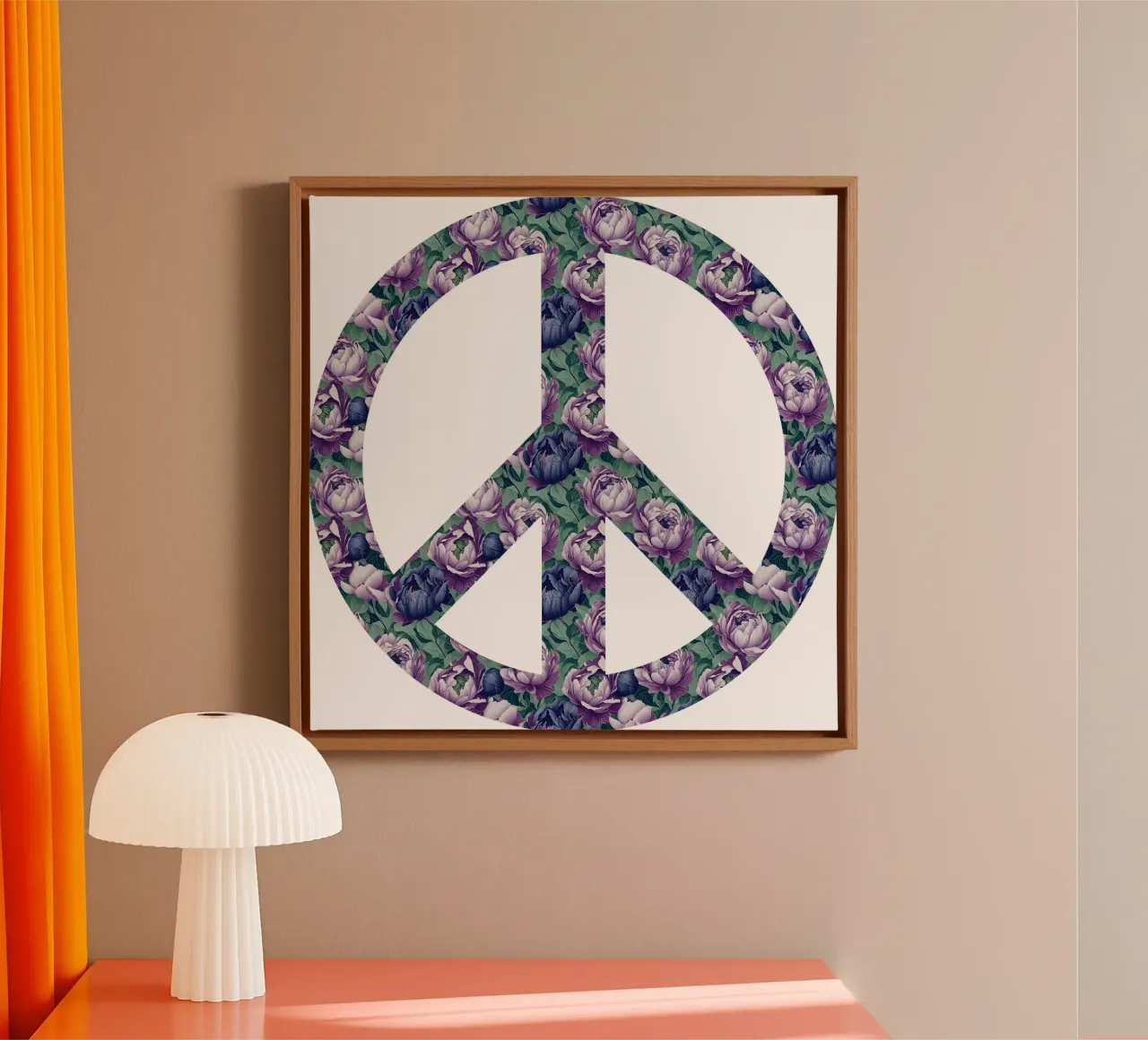 Peace Peonies canvas with Floater frame by Nina May Design Studio